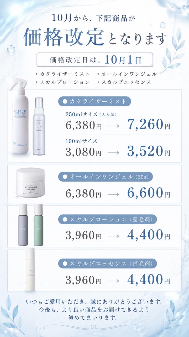 カタライザー価格改定